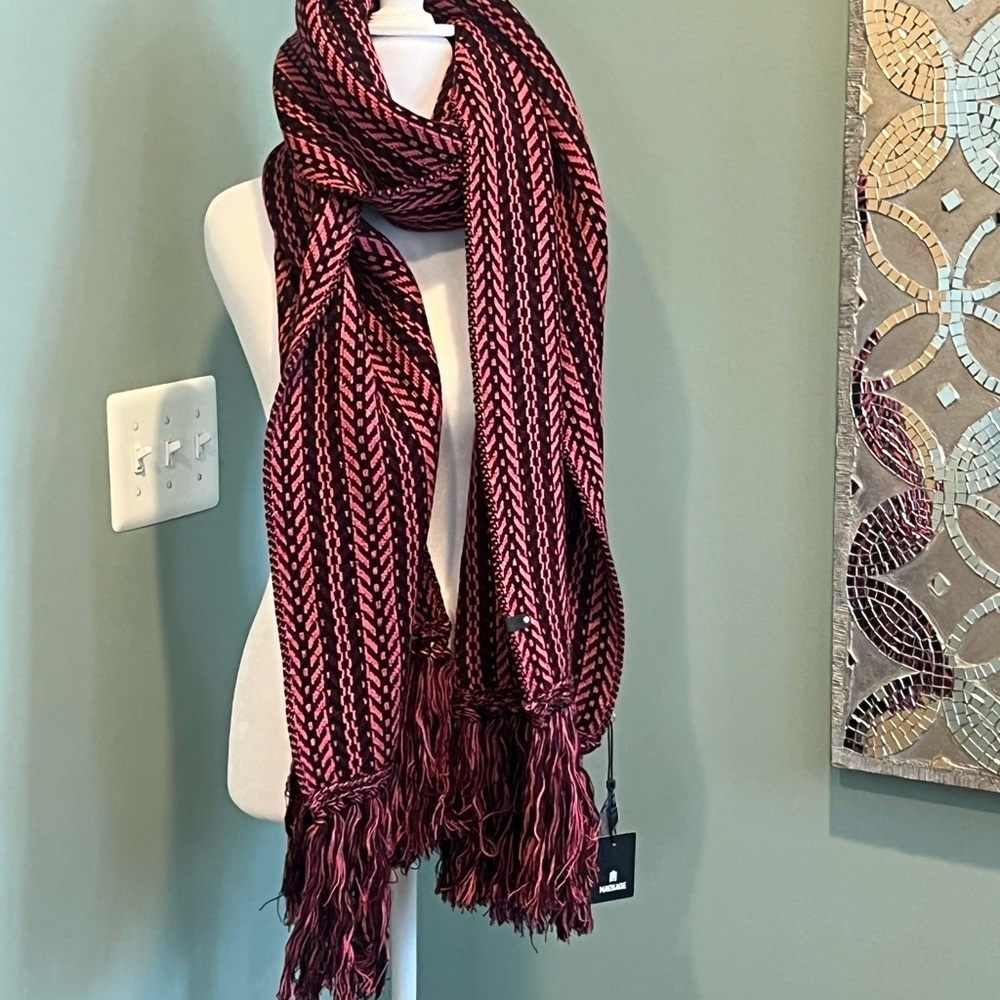 NWT Mackage Mona Woven Bright Pink Scarf